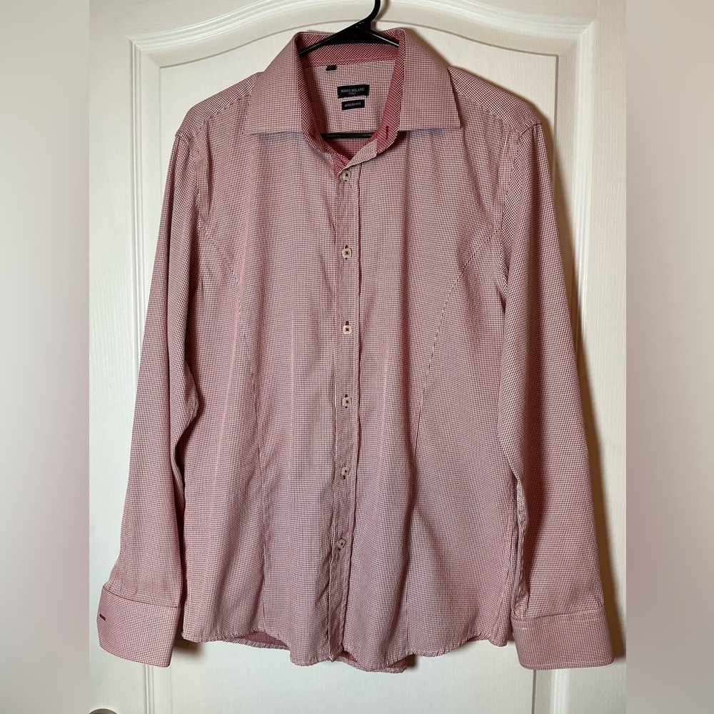 Rosso Milano Elegant Men's Red Button Up Dress Shirt